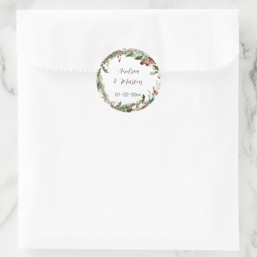 Weihnachtskranz Runder Aufkleber (Tasche)