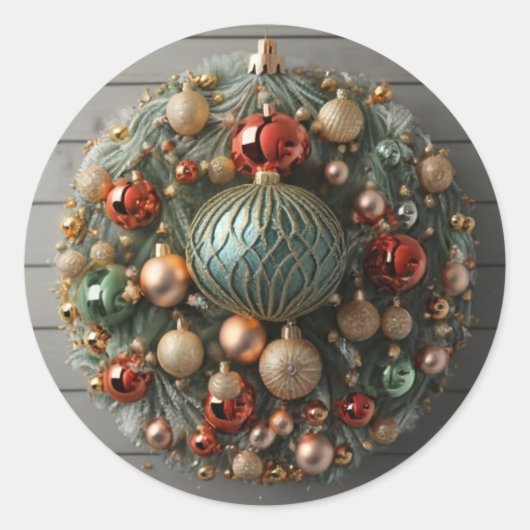 Weihnachtskranz Runder Aufkleber (Vorderseite)