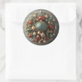 Weihnachtskranz Runder Aufkleber (Tasche)