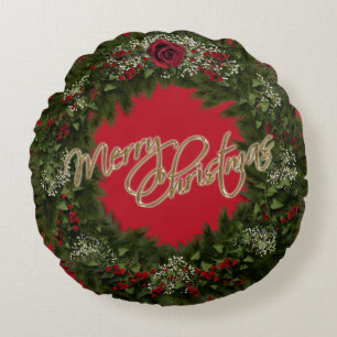 Weihnachtskranz-Rundkissen Rundes Kissen