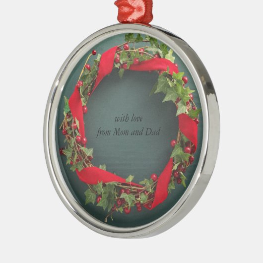 Weihnachtskranz, Samtband-Prämie Ornament Aus Metall (Links)