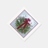 Weihnachtskranz Schneedecke Holiday Red Bow Serviette (Ecke)