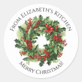 Weihnachtskranz selbst gemachte Nahrung Geschenk Runder Aufkleber (Vorderseite)