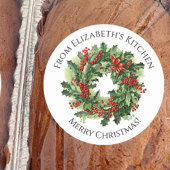 Weihnachtskranz selbst gemachte Nahrung Geschenk Runder Aufkleber