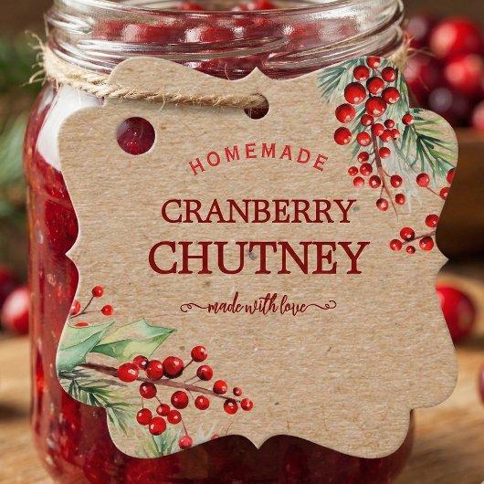 Weihnachtskranz selbstgemachte Marmelade Etikett Geschenkanhänger