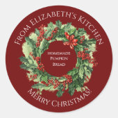 Weihnachtskranz Selbstgemachtes Lebensmittelgesche Runder Aufkleber (Vorderseite)