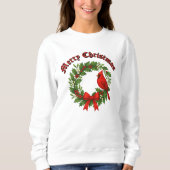 Weihnachtskranz Stechpalme Mistel Vogel Schleife Sweatshirt (Vorderseite)