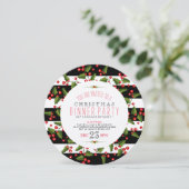 Weihnachtskranz & Streifen Diner Einladung (Stehend Vorderseite)