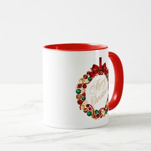 Weihnachtskranz-Tasse Tasse (VorderseiteRechts)