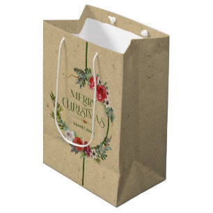 Weihnachtskranz, Textur von Schreibpapier Mittlere Geschenktüte