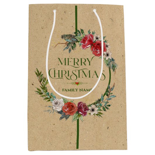 Weihnachtskranz, Textur von Schreibpapier Mittlere Geschenktüte (Vorderseite)