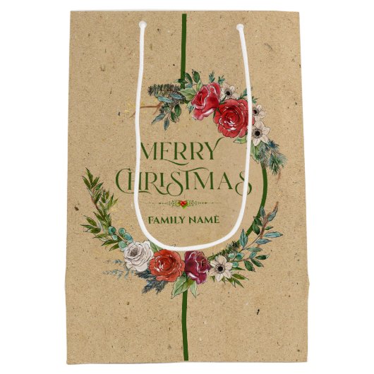 Weihnachtskranz, Textur von Schreibpapier Mittlere Geschenktüte (Rückseite)