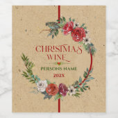 Weihnachtskranz, Textur von Schriftzeichen Weinetikett (Einzelnes Label)