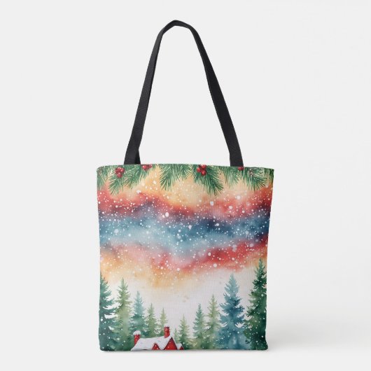 Weihnachtskranz Tote Tasche (Rückseite)