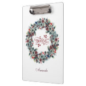Weihnachtskranz Typografie-Monogramm Klemmbrett (Links)