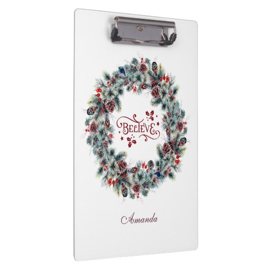 Weihnachtskranz Typografie-Monogramm Klemmbrett (Rechts)