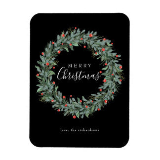 Weihnachtskranz und Beeren Nicht Foto Mitternacht Magnet