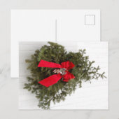 Weihnachtskranz und Bow Postkarte (Vorne/Hinten)