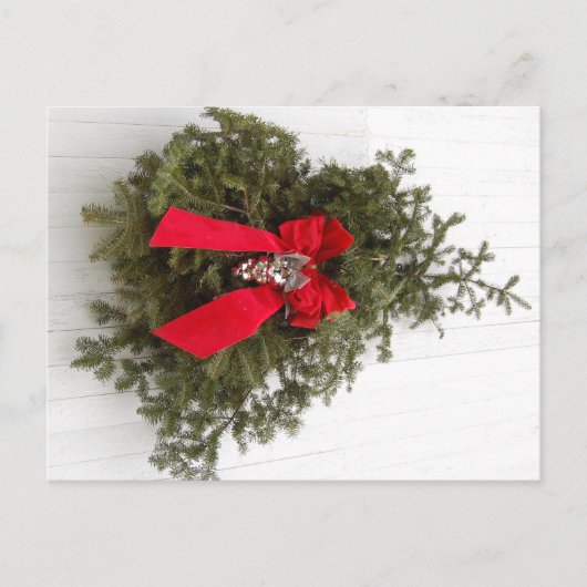Weihnachtskranz und Bow Postkarte (Vorderseite)