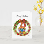 Weihnachtskranz und eine Shih-Tzu-Grußkarte Karte (Gelbe Blume)