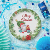 Weihnachtskranz und Gnom  Pappteller (Party)
