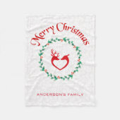 Weihnachtskranz und Hirsche Fleecedecke (Vorderseite)