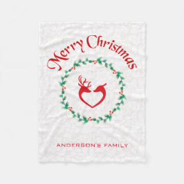 Weihnachtskranz und Hirsche Fleecedecke