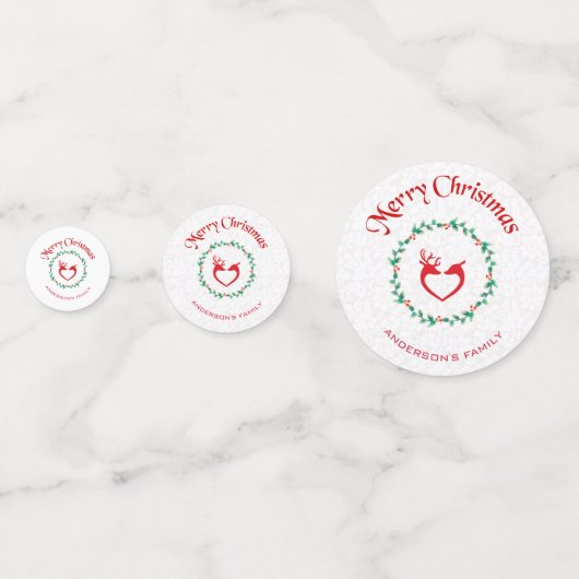Weihnachtskranz und Hirsche Konfetti (Rückseiten)