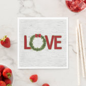 Weihnachtskranz und LIEBE auf Birne Serviette (Beispiel)
