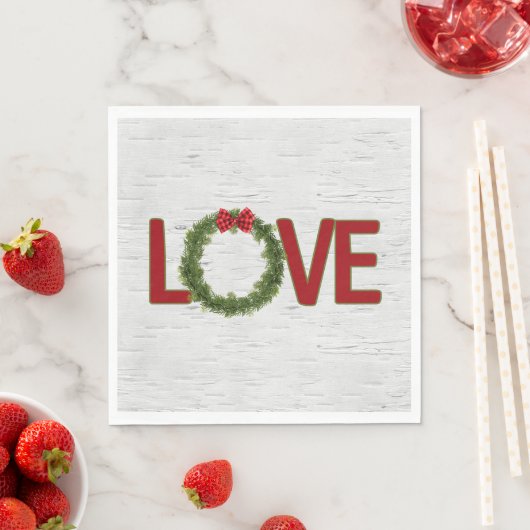 Weihnachtskranz und LIEBE auf Birne Serviette (Beispiel)