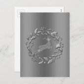 Weihnachtskranz und Rentier Feiertagspostkarte (Vorne/Hinten)