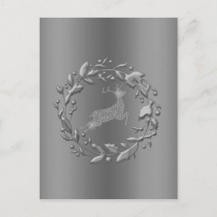 Weihnachtskranz und Rentier Feiertagspostkarte