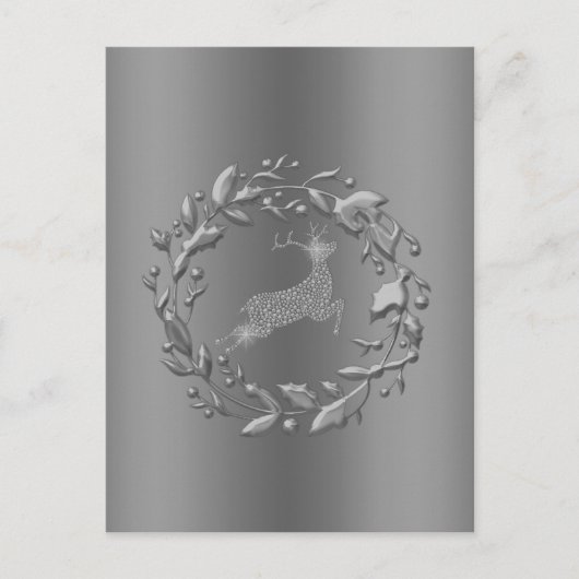 Weihnachtskranz und Rentier Feiertagspostkarte (Vorderseite)