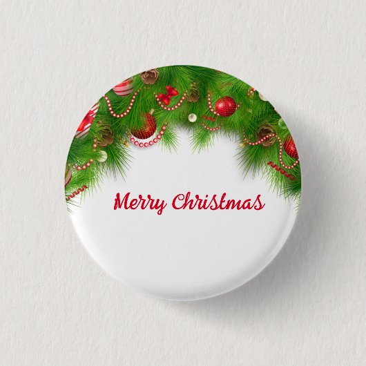 Weihnachtskranz und Rote Bulben und Geschenke Button (Vorderseite)