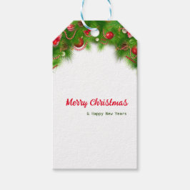 Weihnachtskranz und Rote Bulben und Geschenke Geschenkanhänger