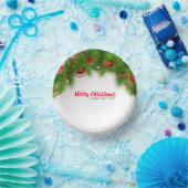 Weihnachtskranz und Rote Bulben und Geschenke Pappteller (Party)