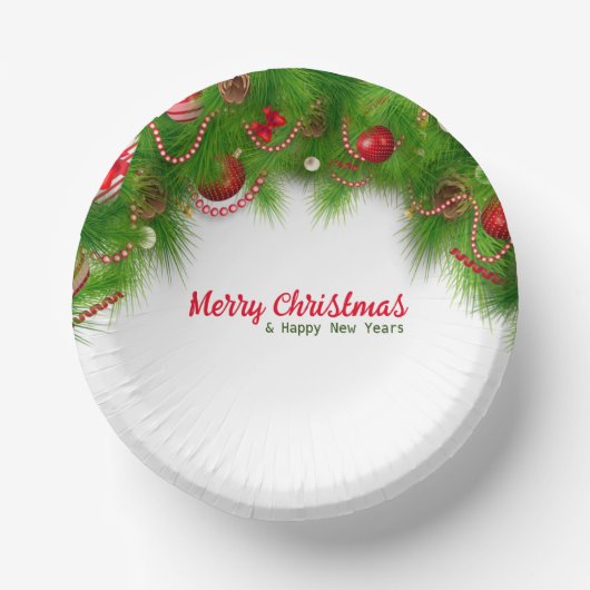 Weihnachtskranz und Rote Bulben und Geschenke Pappteller (Vorderseite)