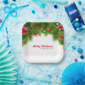 Weihnachtskranz und Rote Bulben und Geschenke Pappteller (Party)