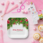 Weihnachtskranz und Rote Bulben und Geschenke Pappteller (Party)