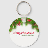 Weihnachtskranz und Rote Bulben und Geschenke Schlüsselanhänger (Rückseite)