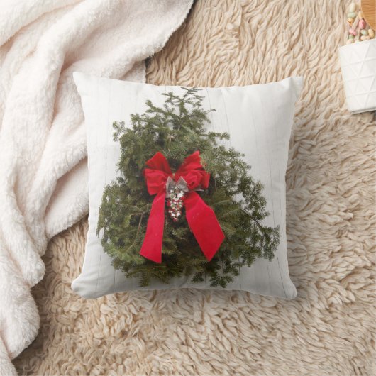 Weihnachtskranz und Roter Bogen Kissen (Decke)