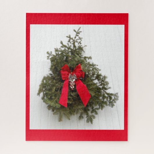 Weihnachtskranz und Roter Bogen Puzzle (Vertikal)