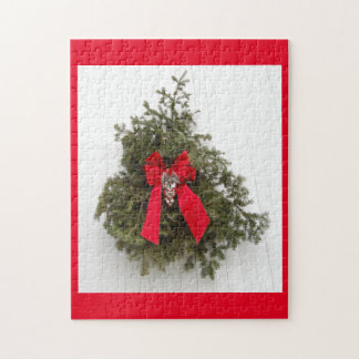Weihnachtskranz und Roter Bogen Puzzle