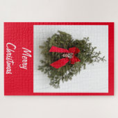 Weihnachtskranz und Roter Bogen zu Weihnachten Puzzle (Horizontal)