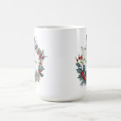 Weihnachtskranz und Roter Robin mit Monogramm Kaffeetasse (Mittel)