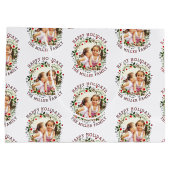 Weihnachtskranz und Rotes Happy Holidays Foto Große Geschenktüte (Rückseite)