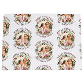 Weihnachtskranz und Rotes Weihnachtsfest Foto Große Geschenktüte (Vorderseite)