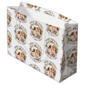 Weihnachtskranz und Rotes Weihnachtsfest Foto Große Geschenktüte (Rückseite Schrägansicht)