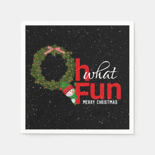 Weihnachtskranz und Schneemann Serviette (Vorderseite)