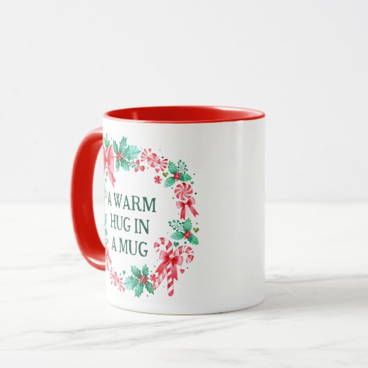 Weihnachtskranz und Süßspeisen in Aquarellen Tasse (Vorderseite Links)